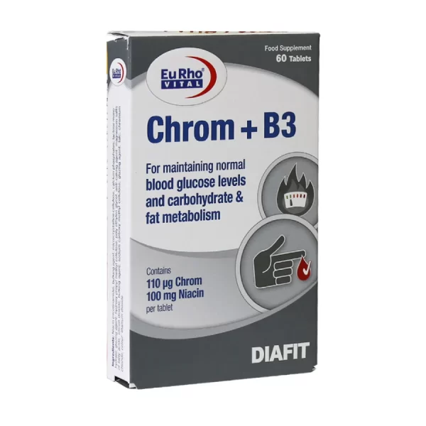 قرص کروم و ویتامین B3 یوروویتال 60 عدد قرص کروم و ویتامین B3 یوروویتال 60 عدد